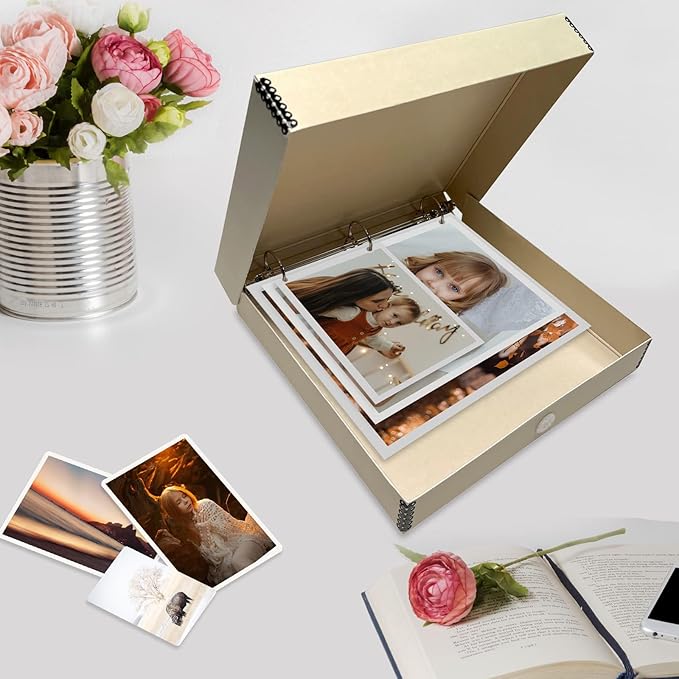 Lineco, Archival Tan 3-Ring Binder Preservation Album Box 12.25 x 11.25 x 2 Inch. Unique Design to Store, Preserve, Organize Photos, Art, Photography, Crafts Acid-Free, 2 Pack