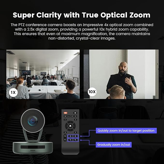 NEARITY 2K Conference Room Camera System, 2X Scalable Conference Speakerphones, POE Daisy Chain, Noise Suppression, PTZ Webcam w/Optical Zoom for Video Conferencing/Streaming in Small to Medium Rooms