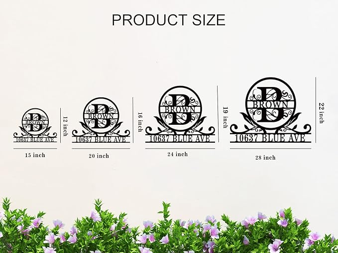 Personalized House Number Monogram Sign, Custom Address Sign with Last Name, House Numbers for Outside, Address Plaques for House，Address Numbers for Houses