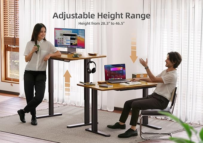 Claiks Standing Desk with Drawers, 55x24 Inch Electric Adjustable Height Sit Stand Up Desk Computer Workstation, Rustic Brown
