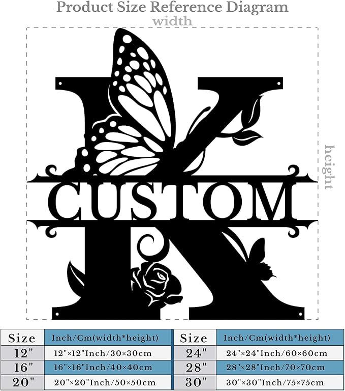 Personalized Custom Letter Name metal Signs,Custom Black Letter Monogram Wall Art Decor,Metal Signs Plaques Outdoor wall Decorative Signage (K)