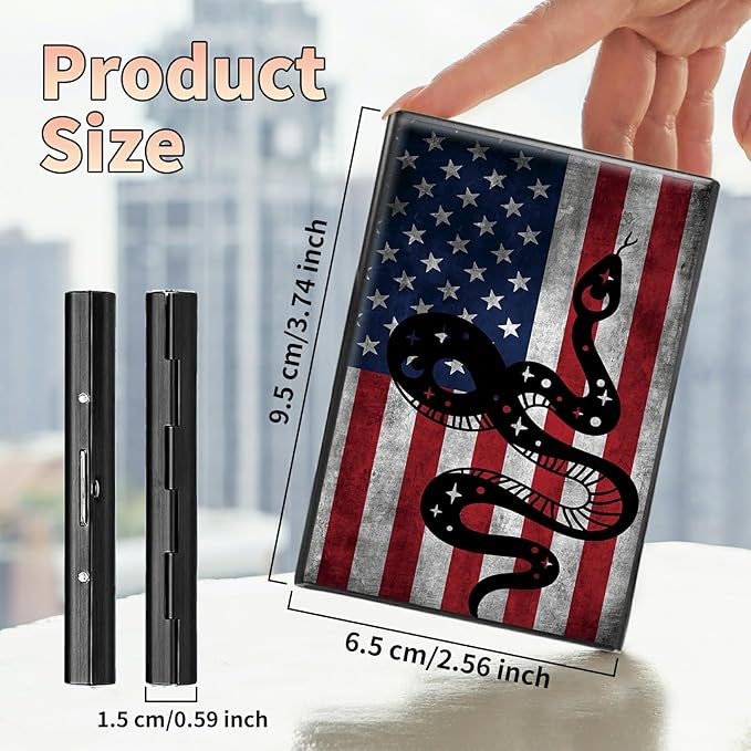 BWEGRHE Slim Credit Card Holder, Snake Flag RFID Blocking Metal Wallet for Men & Women, Aluminum Minimalist Hard Case Pocket-Sized Business Cards Organizer (Fits Up to 10 Cards)