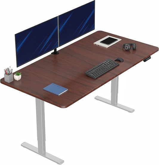 VIVO Electric 71 x 36 in Standing Desk, Memory Height Adjustment, 1B Series, Holds 220 lbs, Dark Walnut Top Gray Frame, DESK-KIT-1G7D-36