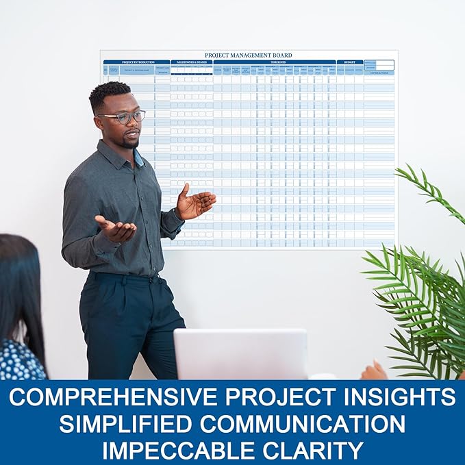 Lincia Large Magnetic Portfolio Project Management Board Set 24" x 36" Reusable Office Whiteboard Track up to 20 Projects, Budgets & Timelines, Visual Project Planner & Tracker