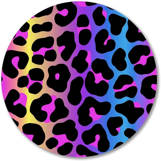 IMAYONDIA Cheetah Animal Print Gaming Mouse Pad,Colorful Leopard Round Mouse Pad Small,Color Pattern Personalized Design Mouse Pads,Non-Slip Rubber Base Mousepad for Laptop,Office Decor for Women Desk