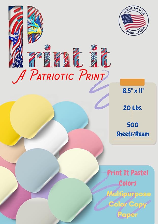 Printit Colors Multipurpose Paper, 20 lbs., 8.5" x 11", Canary-Yellow, 500 Sheets/Ream – Premium Colored Copy Paper for Printing, School, and Office Use