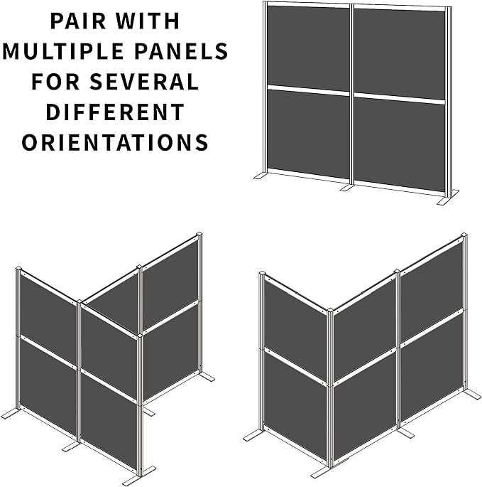 VIVO L-Shape Modular Corner Wall System, 3 Panels, Modern Professional Office Cubicle Dividers, Freestanding Privacy Screen, 66 inches High, Dark Gray, PP-MWS63D-L