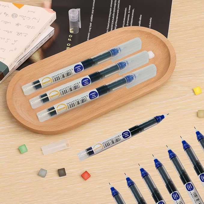 REVAIS Blue Gel Pens Pack of 6 | 0.6mm Smooth Writing Rollerball Pen | Premium German Ink | Ergonomic Grip | Quick-Dry | Ideal for Students & Office Use