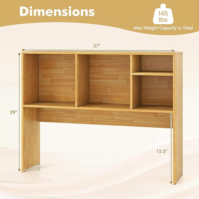 Tangkula Desktop Bookshelf, Countertop Storage Hutch with 4 Shelves for Computer Desk, Desktop 2-Tier Display Rack, Multipurpose Wood Desk Hutch Storage Organizer for Dorm Office Home