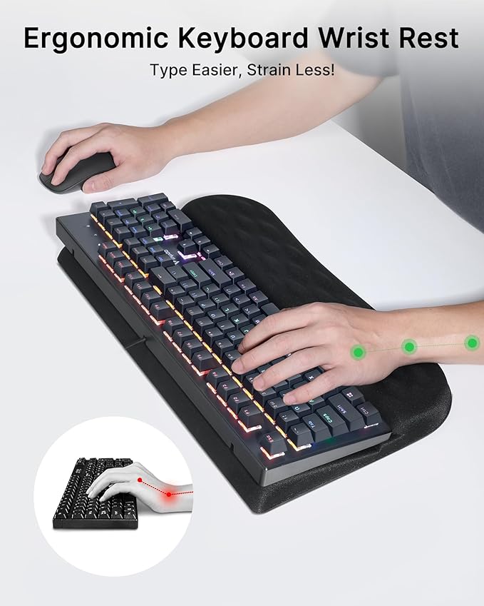 Laborio Keyboard Wrist Rest Stand for Desktop, 2 Angle Adjustment Ergonomic Computer Keyboard Stand Key Board Riser Holder with Wrist Support for Office, Home, Desk