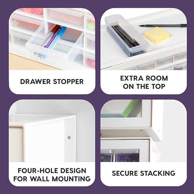 IRIS USA Screw Tool Organizer Small Parts Cabinet Chest, 44-Drawer Hardware Electronics Nuts Bolts Storage Drawers Organization Toolbox Garage Craft Business Teacher Beads Scrapbook Art Hobby - White