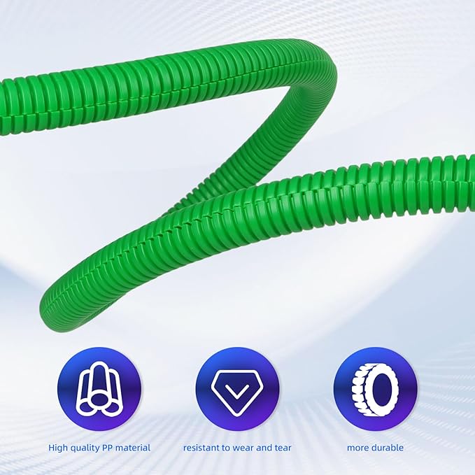 Split Wire Loom Tubing,10,25ft Cord Protectors from Pets No Chew, Flexible Wire Covers Cord Protectors, Protective Split Cable Sleeve for Automotive Home Industrial Wires(Green, 0.98inch-25ft)