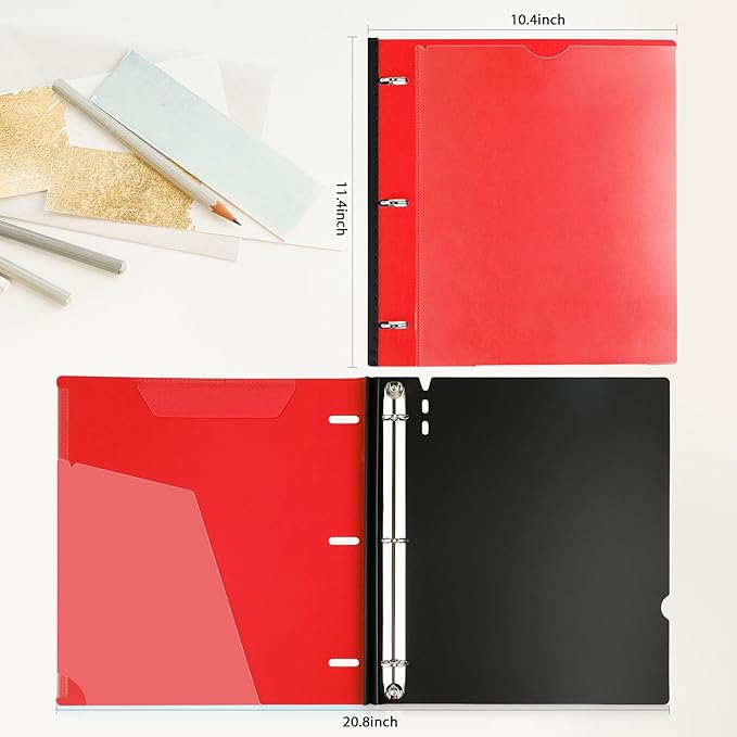 MAKHISTORY Telescoping 3 Ring Binder-12PCS, Flexible Binder with Customized Front Cover+Clear Catalog Pocket+3 Round Rings, Flat Writing Binder, 4 Bright Colors