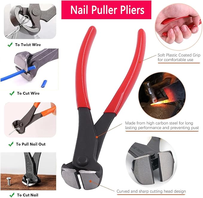 Puwany 5pcs Upholstery Staple Remover Tool with Nail Puller Pliers Tack Puller Staple Puller, Nail Remover Tool for Furniture Floor Carpet Wall Wooden Case Photo Frame，Zipper Package.