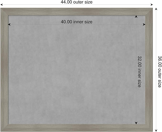 Amanti Art Grey Framed Magnetic Board 36x44 X-Large Vision Board for use with Magnets, 100% Metal Sheet to Display Items as Office Decor or for Home Organization in mudroom, Kitchen or Kids Room