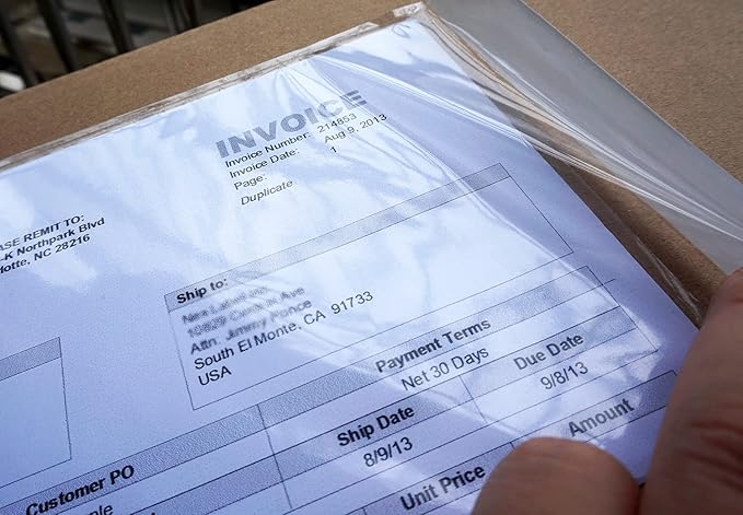 Premium 6''x10'' Packing List Envelope, Tailored Size for Letter-size Paper Folded in Half, Adhesive Shipping Label Pouch/Sleeve (100 pack)