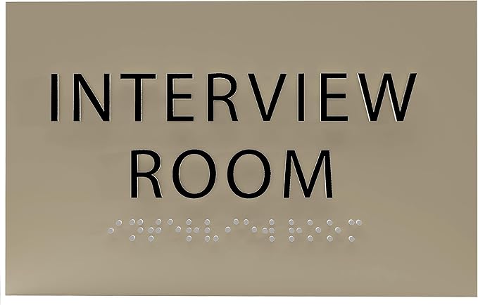 ADA CENTRAL SIGNS - 6" X4" Interview Room Sign - ADA Compliant Tactile Graphics Grade 2 Braille Text Acrylic Wall Sign | Privacy, Meeting, Room Name Sign for Schools, Hospitals, Offices, & Apartments