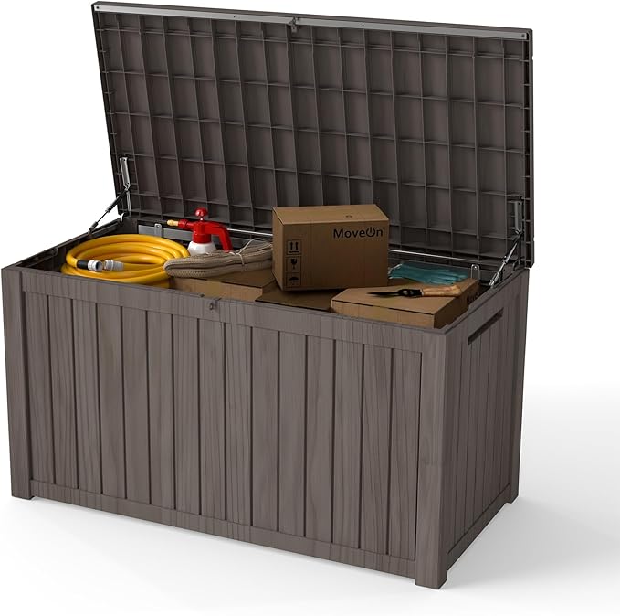 Yardgrace 200 Gallon Outdoor Storage Box Waterproof, Resin Deck Boxes with Lockable Lid & UV-Resistant for Patio, Pool, Garden Furniture Cushions & Accessories, Coffee