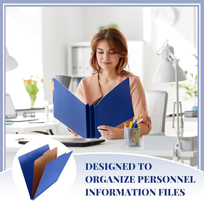 Skyygemm 36 Pcs Classification Folders Letter Size, 1 Divider Pressboard File Folder with Fasteners, Expanding File Organizer Bulk for School Teachers, Office Employee, Coworker, Staff (Dark Blue)