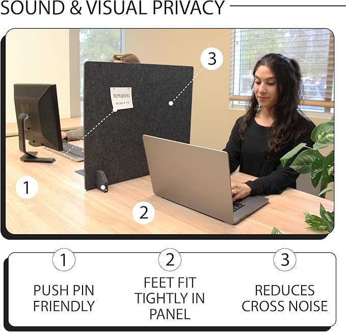 Planche Acoustic Freestanding Desk Divider - Noise Reducing Desk Privacy Panel - Library & Office Furniture Partition - Workstations Shield Barrier - Instant Wall Desk 20" H x 24" W (4 Pack, Shadow)