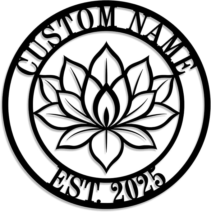 Personalized Lotus Metal Sign, Custom Lotus Flower Wall Decor, Zen Metal Wall Art for Bedroom Bathroom Garden, Yoga Studio and Housewarming Gift