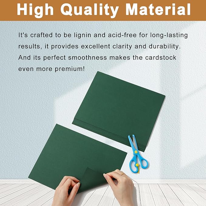 Silunkia 28 Sheets Christmas Green Shimmer Cardstock 8.5 x 11 Craft Paper, 92lb Premium Paper Card Stock for DIY Cards Making, Anniversaries, Wedding Invitations, Greeting Cards
