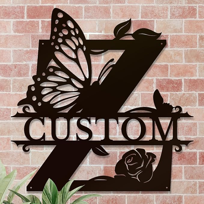 Personalized Custom Letter Name metal Signs,Custom Black Letter Monogram Wall Art Decor,Metal Signs Plaques Outdoor wall Decorative Signage (Z)