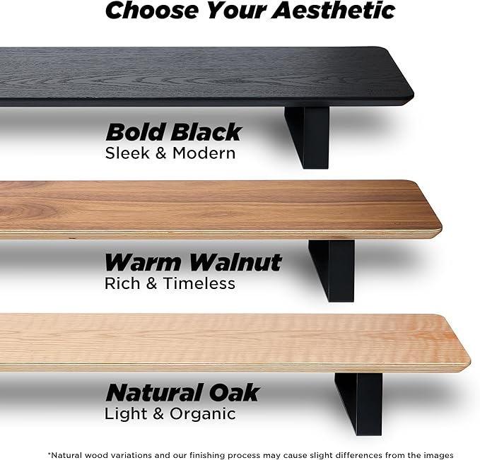 ULTRARM Moodular Wooden Monitor Stand 45.6” (116cm) Large Desk Organizer with Metal Slide Rails for Drawer, Tray, Laptop, Tablet, Phone & Headphones Customizable Riser for Organized Workspace Walnut
