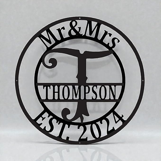 Custom Metal Signs | Personalized Monogram Name Sign | Outdoor Wall Art for Family Name | Custom Name Metal Sign, Last Name, Anniversary, Wedding Gifts for Women, Wife, Parents, couple (Design 6)