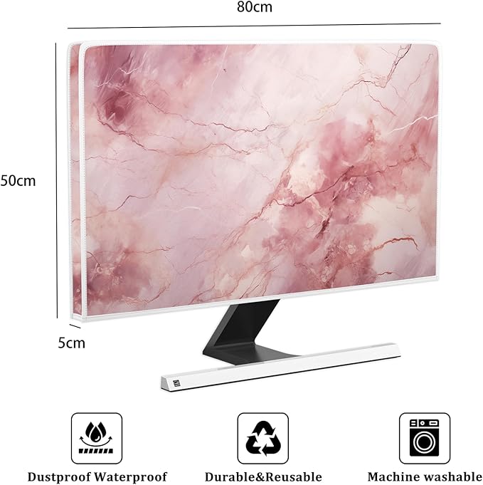 Baocicco Fashion Pink Marble Waterproof Television Cover 32 Inch Full Body Covers for Television Screen Panel Case Computer Sleeve Compatible with PC, Desktop and TV LED LCD OLED Decorations