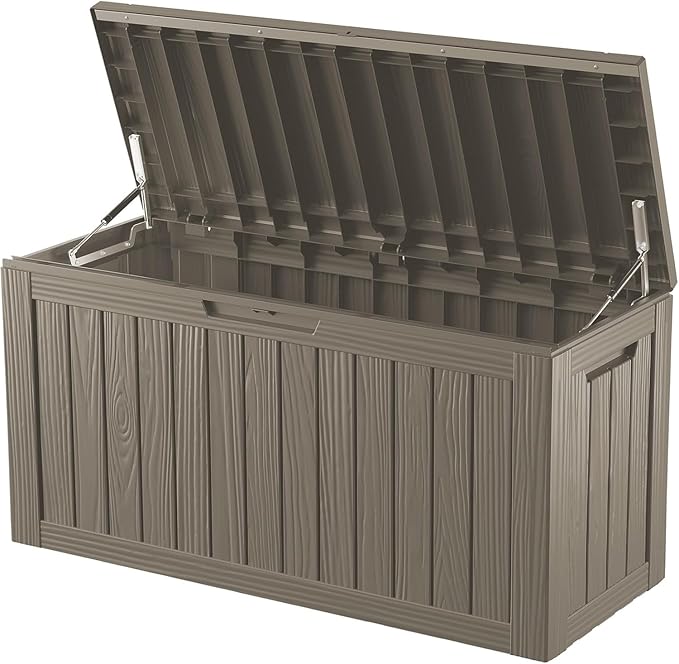 Yardgrace 80 Gallon Waterproof Deck Storage - Compact Patio Storage Box & Pool Deck Box, All-Weather Resin Chest with Lock for Cushions & Tools, UV-Resistant, Slate Grey