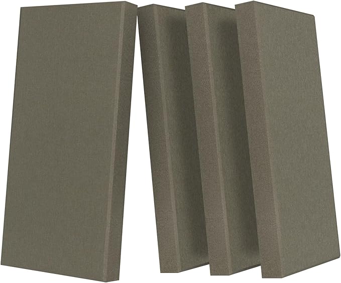 UMIACOUSTICS 4 PCS Acoustic Panels with Hanging Hardware, 2” Thick Fiberglass Sound Proof Panels for Studios, Office, Home Theater Ceiling or Wall- Light Tan