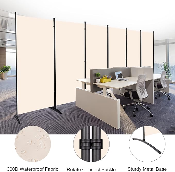 Room Divider 6FT Folding Privacy Screens, 6 Panel Partition Room Dividers w/Freestanding Design, Portable Wall Divider for Room Separtation, Fabric Screen Panel for Home Office Bedroom Dorm