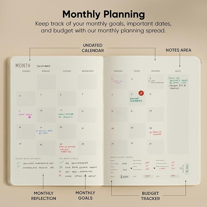Undated, 2026 Planner, 8.5" x 11" - The #1 Productivity Planner to Achieve Your 2026 Goals - Planner 2026-2027 by PRODUCTIVITY STORE (A4, CREAM)