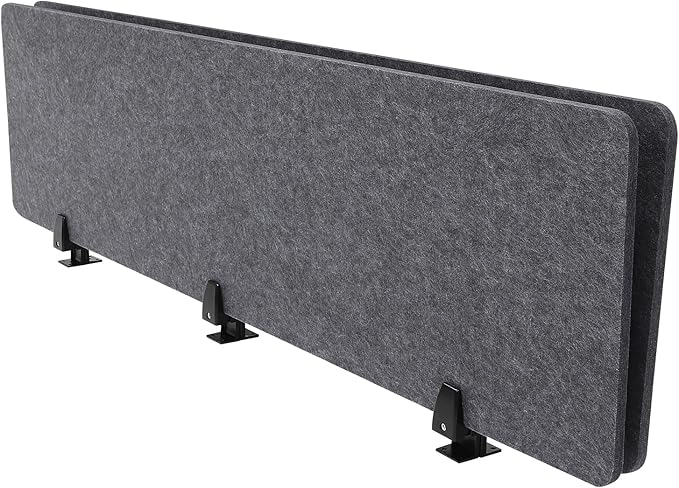 2pcs Privacy Panel, Standing Desk Divider 60"x16" Desktop Office Furniture Partitions, Clamp-On Acoustic Desk Divider Mounted Privacy Panel to Reduce Noise and Visual Distractions (Dark Grey)