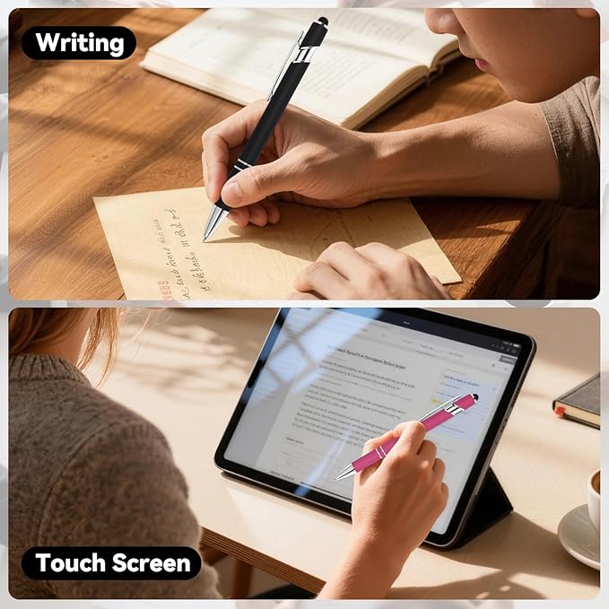 WYPAS Bulk Custom Pens - Personalized with Name, Engraved Text/Logo - Stylus Tip, Black Ink - Options for Corporate Gatherings, Events & Promotions (Black)