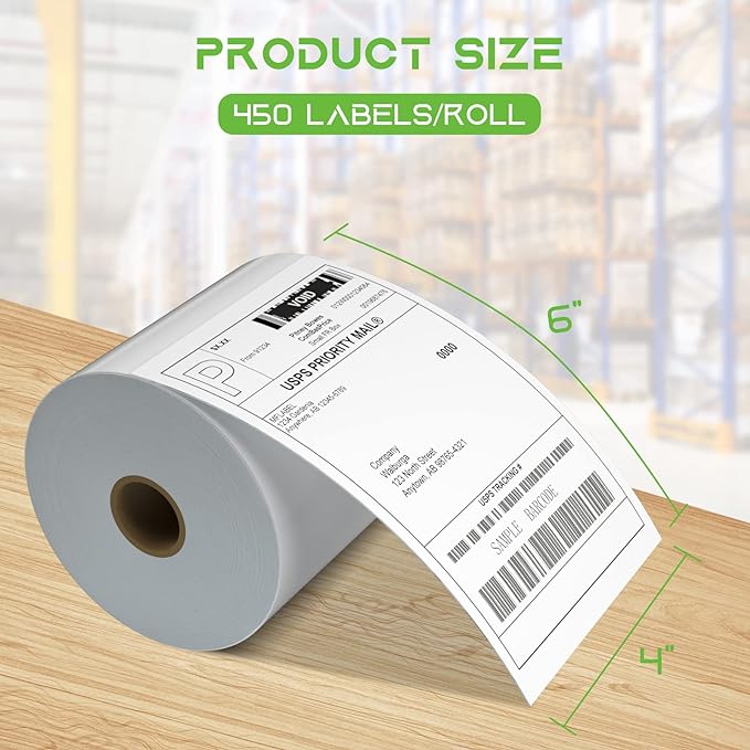 MFLABEL 4x6 Direct Thermal Shipping Labels - 10 Rolls of 450 Labels/Roll, Compatible with Zebra 2844/ZP450/ZP500/ZP505, USPS/FedEx/UPS/Amazon Shipping, Smudge-Resistant & Permanent Adhesive