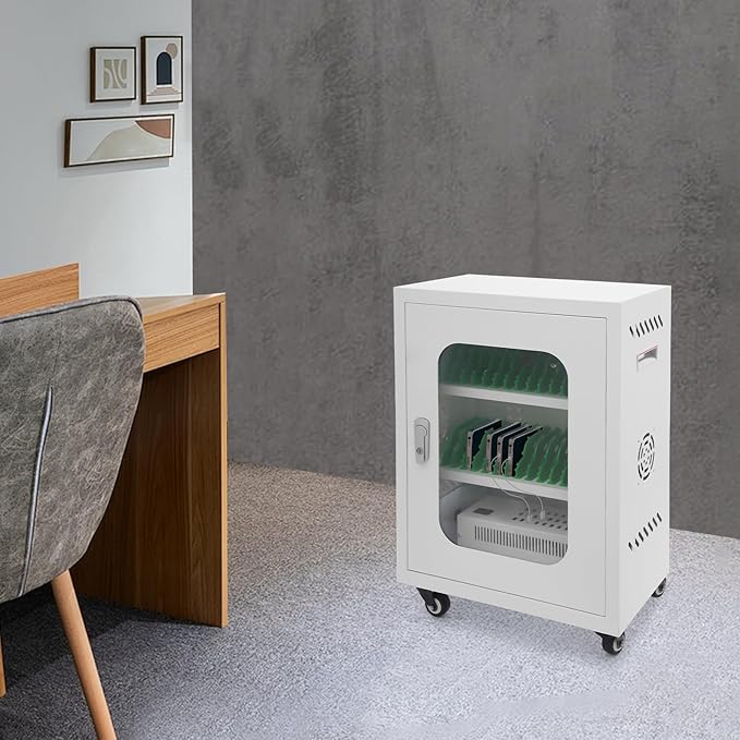 QUEWATSA Cell Phone Charging Station, 30-Device Rechargeable Mobile Phones Charging Cabinet, Locking and Charging Phone Storage Box, Mobile Charging Cart, Lockable Device Charging Locker