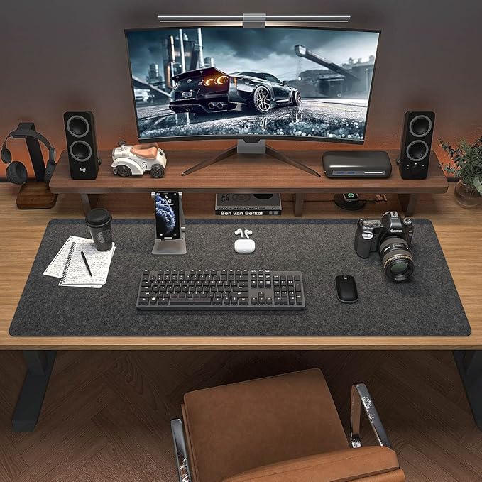 DAWNTREES Large Felt Desk Mat, 40''x16'' Full Desk Mouse Pad, Office Computer Desk Mat for Keyboard,100X40cm Felt Desktop Mat for Desk Pad Protector