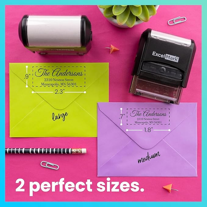 ExcelMark Personalized Return Address Stamp – Custom Self Inking Rubber Stamp (Medium, Great Vibes)