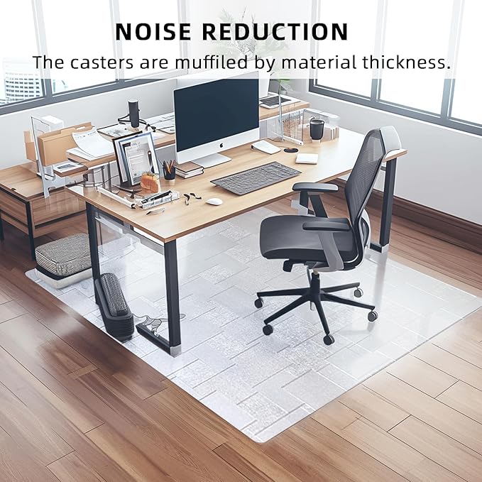 Chair Mat for Hardwood Floor, 63x51 inches Floor Mat Protector for Office Chair, Desk, Home, Frosted Pattern Rectangle Floors Protector