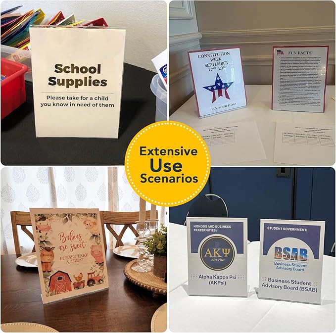 SVOPY 3 Pack Acrylic Sign Stand Holders, 8.5 x 11 Clear Plastic Table Paper Display Stand, Suit for Displaying Posters, Picture, Flyers, Menu