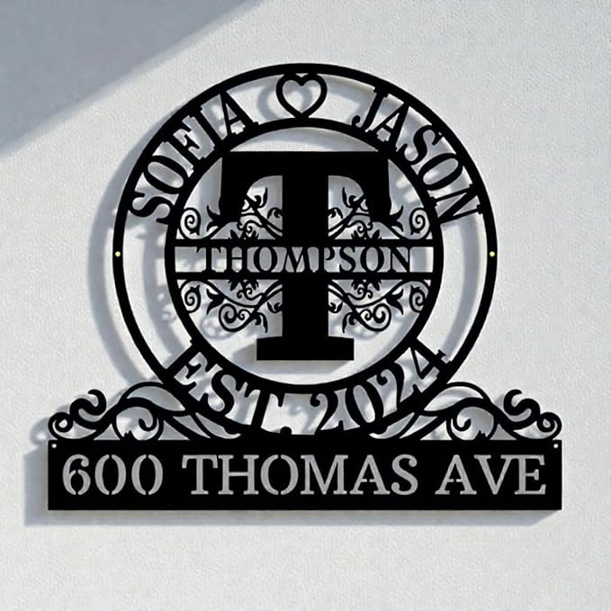Custom Metal Signs | Personalized Monogram Name Sign | Outdoor Wall Art for Family Name | Custom Name Metal Sign, Last Name, Anniversary, Wedding Gifts for Husband, Wife, Parents, Couple