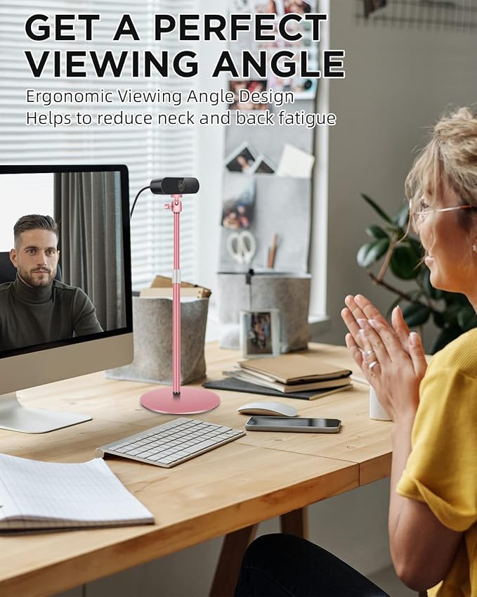 Nycetek Webcam Stand for Desk - 23.5'' Height Adjustable Super Sturdy Desktop Stand for Logitech Webcam with Aluminum Alloy Build Quality Tripod Head, 360° Swivel, 11lbs/5kg Loading Capacity
