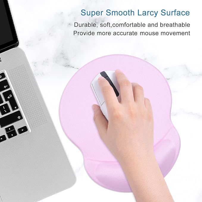 ITNRSIIET Ergonomic Mouse Pad with Gel Wrist Support Small Wrist Rest Smooth Surface Non-Slip PU Base Comfortable Office Supplies Pain Relief, 8.7 x 7.2 inches, Purple