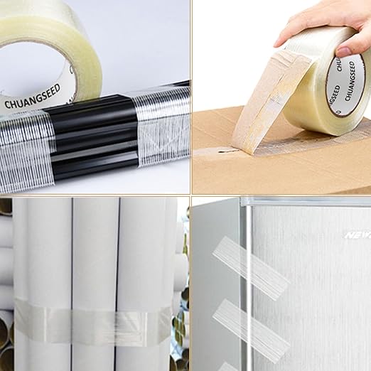 CHUANGSEED 3Pack Mono Filament Strapping Tape 6.2mil x 2Inch x 60yds Commodity Grade Heavy Duty Transparent Reinforced Fiberglass Tape