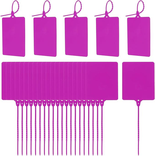 MECCANIXITY Plastic Seals Shipping Tags, for Basket Labels Cable Labels Tags Product Identification Tags, Logistics Marking, Outdoor Tagging, 3.1x3.9 Inch Purple 100Packs