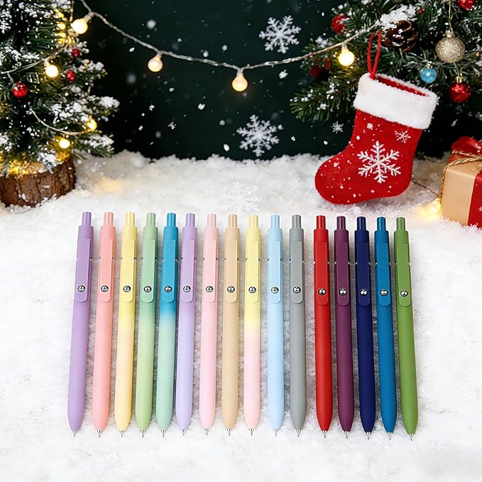 Gel Pens, 7pcs 0.5mm Quick Dry Black Ink Fine Point Smooth Writing Pens, Cute Teacher Work Desk Accessories Office School Supplies Gifts for Men Women Student Nurse, Valentines Day Gifts for Kids