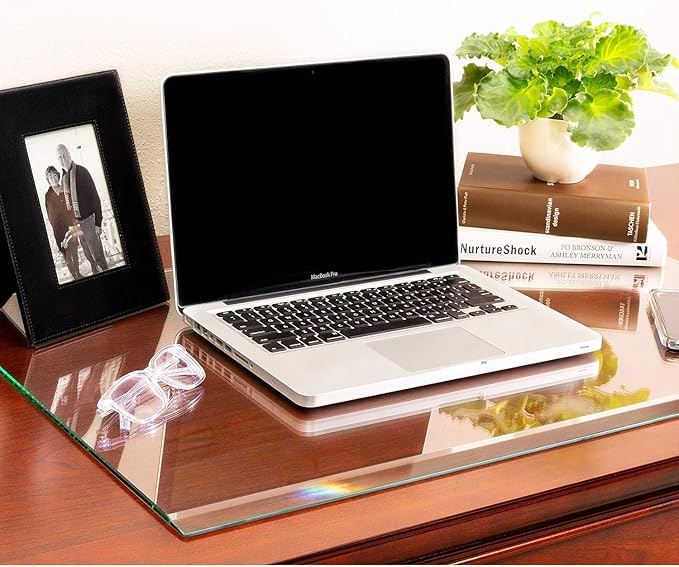 Clearly Innovative Premium Tempered Glass Desk Pad | 20" x 30" Desk Protector | 1/4" Thick Clear Blotter with Exclusive Beveled Edge | Ultimate Office Elegance