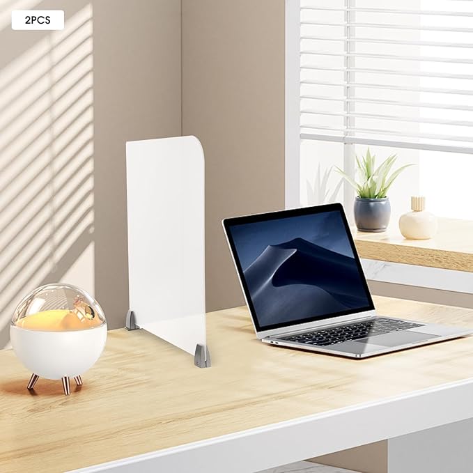 2 Pack Clamp-on Desk Privacy Panels, Frosted Acrylic Desk Dividers for Office School Call Center Reception Area, Noise and Visual Distractions Reducing Table Divider- 23" x 22"